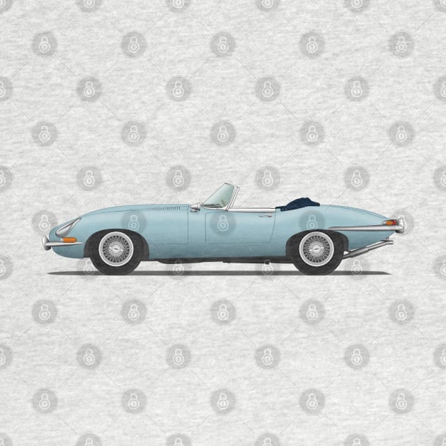 Jaguar E Type Roadster Silver Blue by SteveHClark